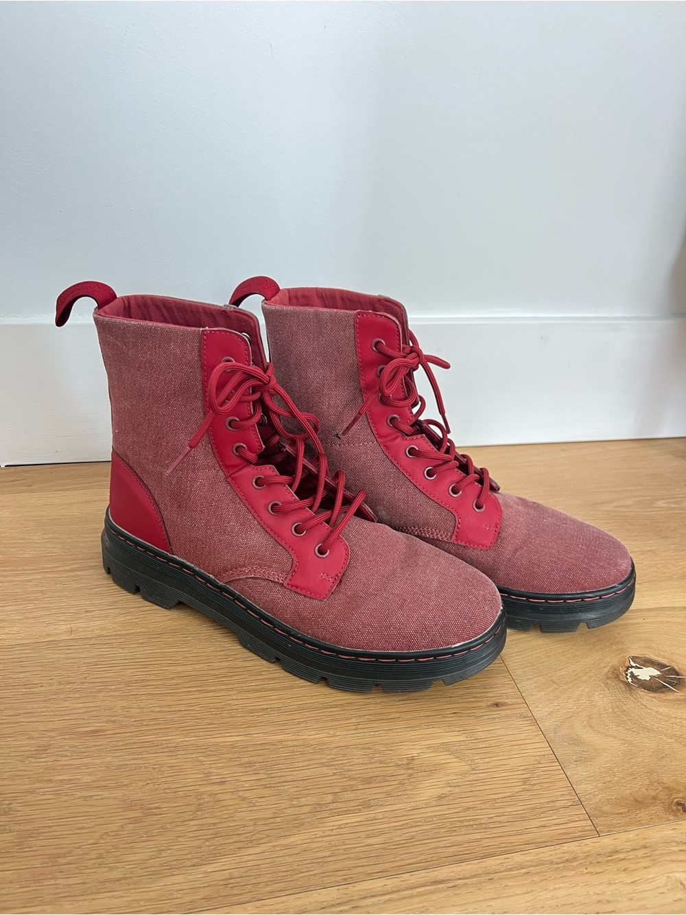 Men’s DR MARTENS Combs Red* Canvas + Kanga Combat Boots